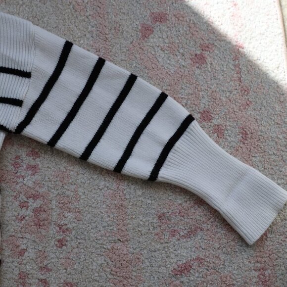 Striped White and Black Sweater - Picture 2 of 6
